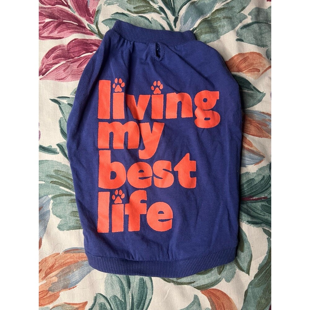 Blue and Orange "Living My Best Life" Dog Tank Top